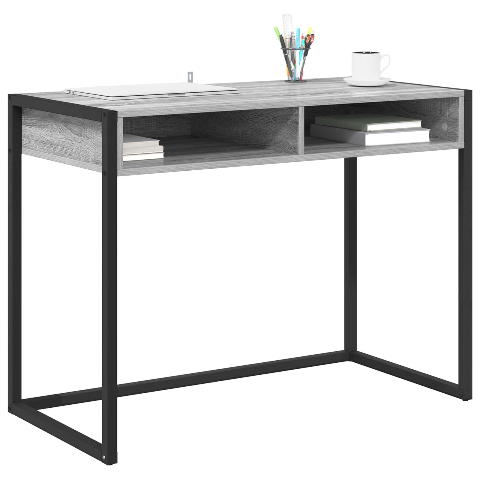 VidaXL Bureau met opslag Grijs Sonoma 100 x 50 x 75 cm Bewerkt hout