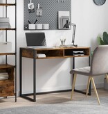 VidaXL Bureau met opslag Rook Eik 100 x 50 x 75 cm Bewerkt hout