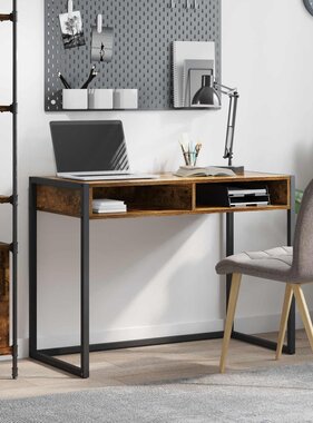 VidaXL Bureau met opslag Rook Eik 100 x 50 x 75 cm Bewerkt hout
