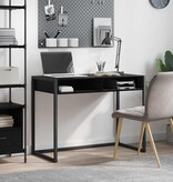 VidaXL Bureau met opslag Zwart Eiken 100 x 50 x 75 cm Bewerkt hout