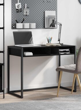 VidaXL Bureau met opslag Zwart Eiken 100 x 50 x 75 cm Bewerkt hout