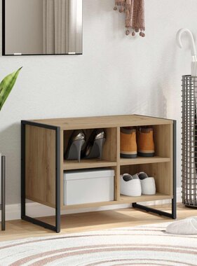 VidaXL Schoenenkast Ambachtelijk eiken 60 x 35 x 44 cm Bewerkt hout