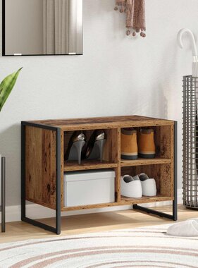 VidaXL Schoenenkast met opslag Oud Hout 60 x 35 x 44 cm Bewerkt hout
