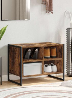 VidaXL Schoenenkast met opslag Rook Eik 60 x 35 x 44 cm Bewerkt hout