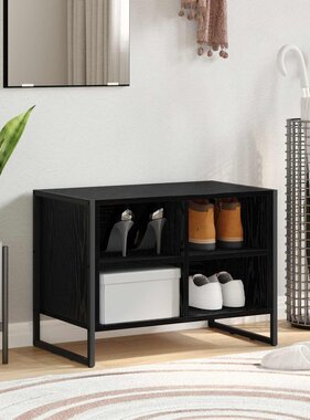 VidaXL Schoenenkast Zwart Eiken 60 x 35 x 44 cm Bewerkt hout