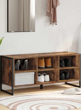 VidaXL Schoenenkast met opslag Rook Eik 60 x 35 x 44 cm Bewerkt hout