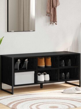 VidaXL Schoenenkast Zwart Eiken 60 x 35 x 44 cm Bewerkt hout
