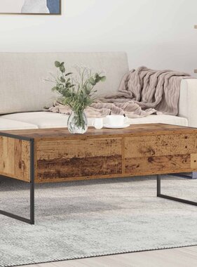 VidaXL Salontafel met lade Oud Hout 100 x 46 x 40 cm Bewerkt hout