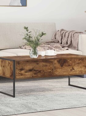 VidaXL Salontafel met lade Rook Eik 100 x 46 x 40 cm Bewerkt hout