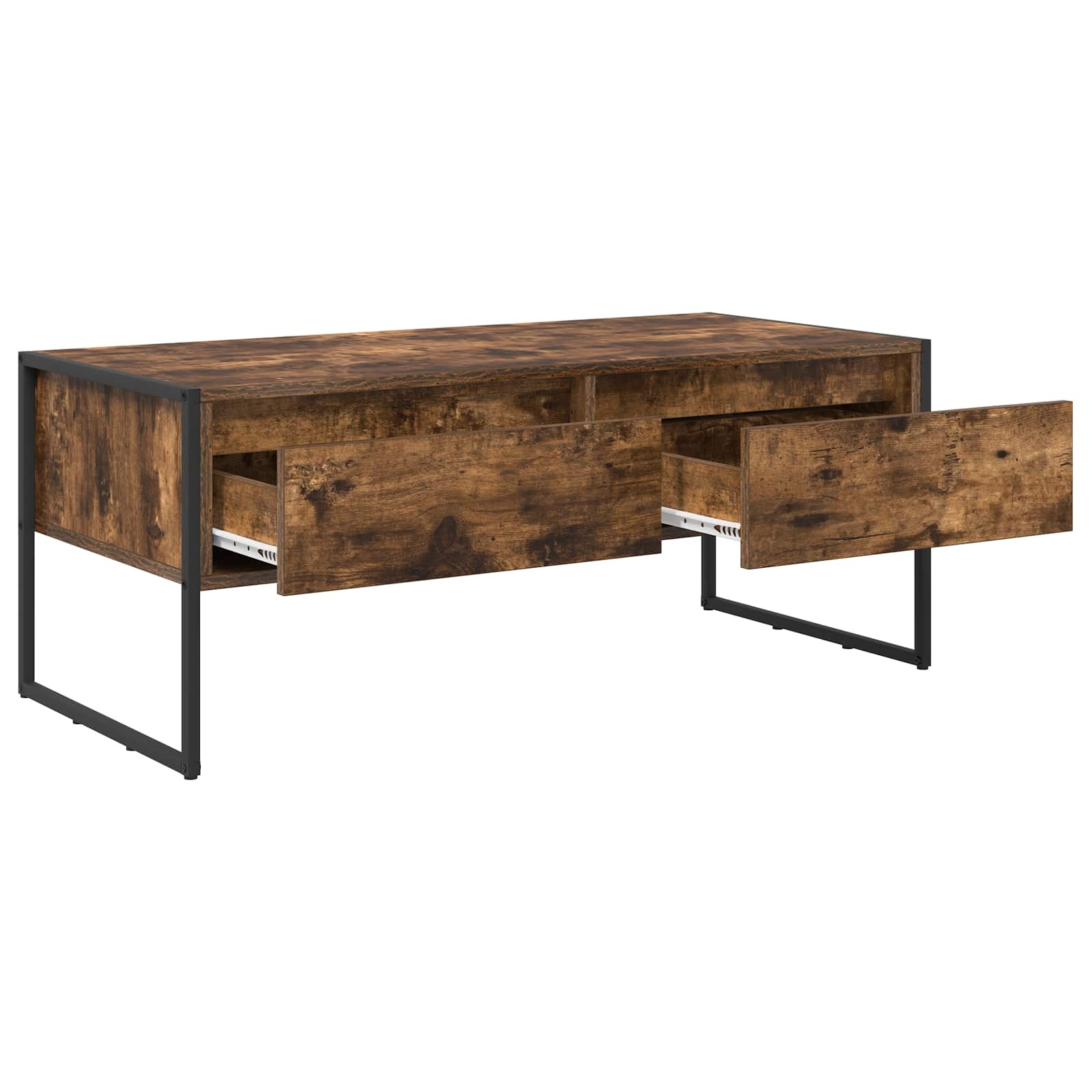 VidaXL Salontafel met lade Rook Eik 100 x 46 x 40 cm Bewerkt hout