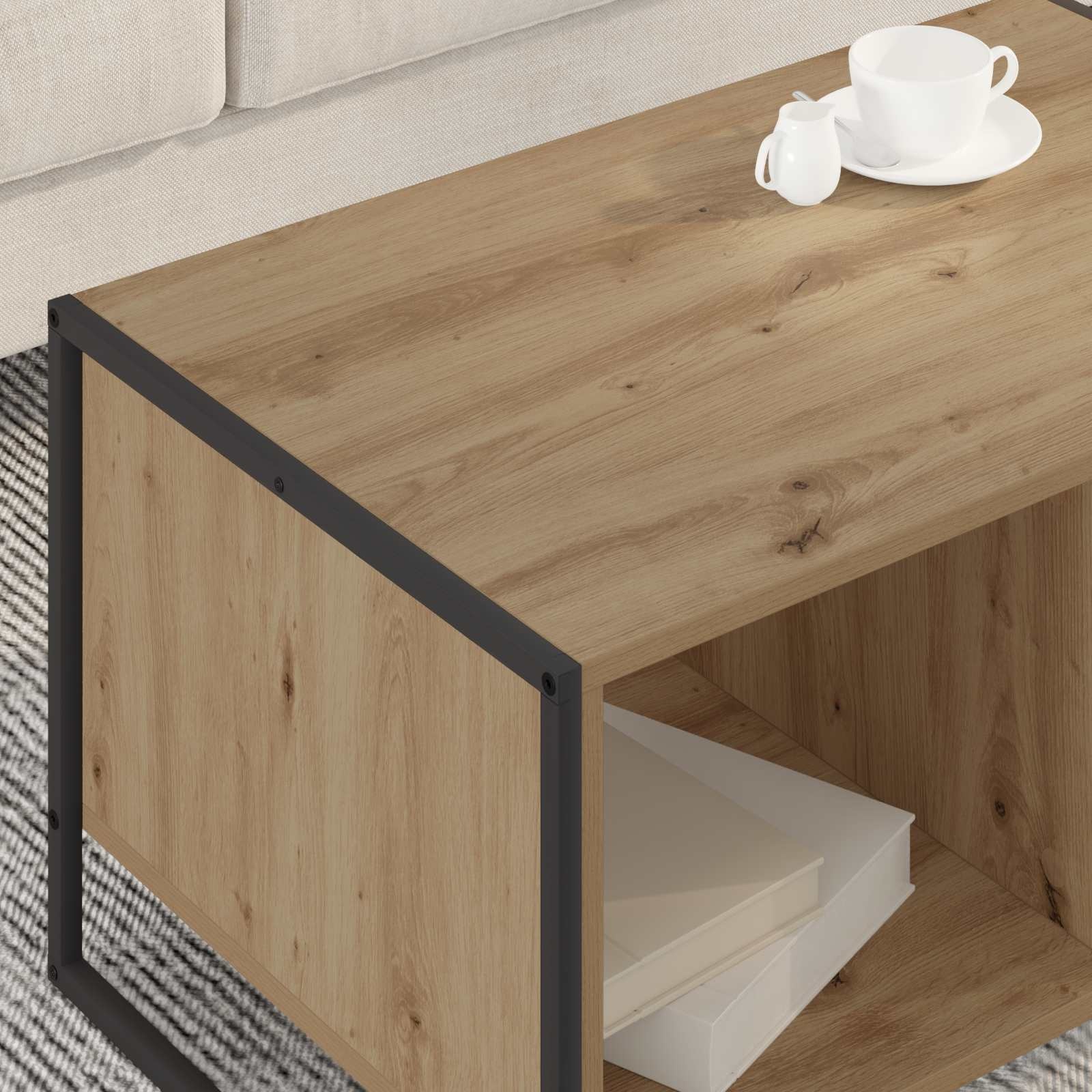 VidaXL Salontafel Ambachtelijk eiken 80 x 50 x 40 cm Bewerkt hout