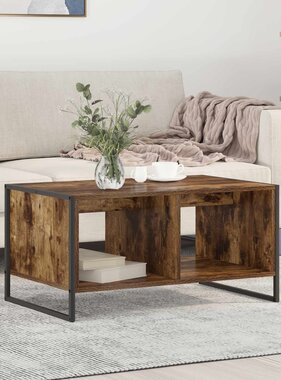 VidaXL Salontafel Rook Eik 80 x 50 x 40 cm Bewerkt hout