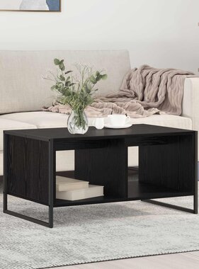 VidaXL Salontafel Zwart Eiken 80 x 50 x 40 cm Bewerkt hout