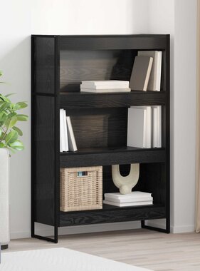 VidaXL Boekenkast Zwart Eiken 80 x 30 x 155 cm Bewerkt hout