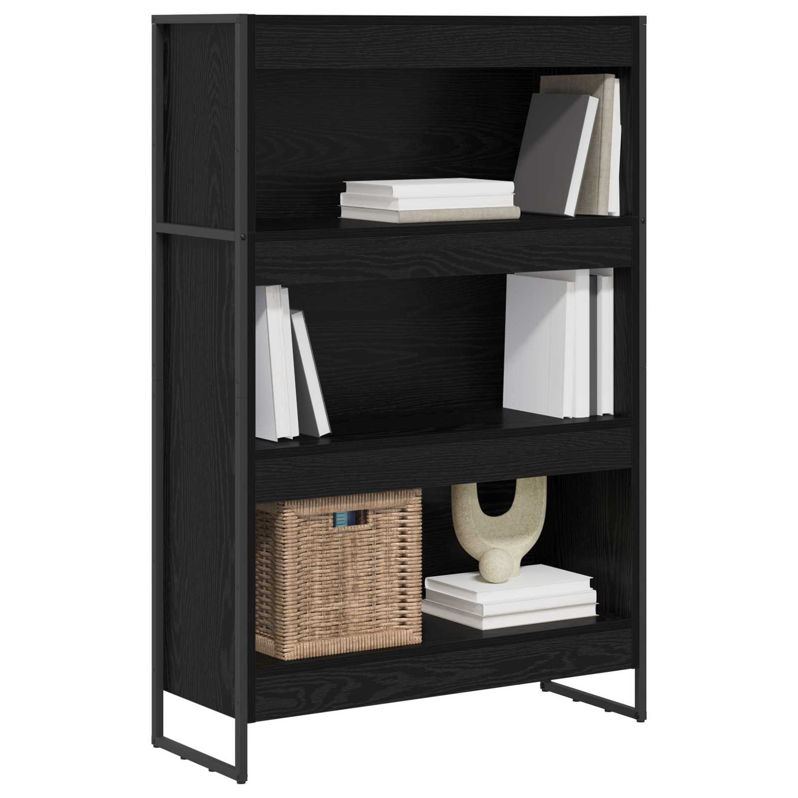 VidaXL Boekenkast Zwart Eiken 80 x 30 x 155 cm Bewerkt hout