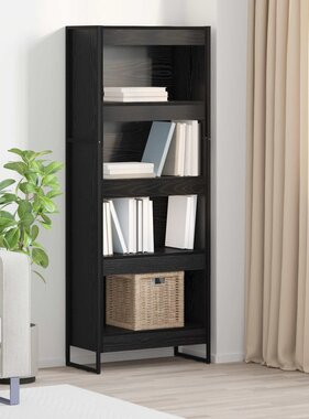 VidaXL Boekenkast Zwart Eiken 80 x 30 x 155 cm Bewerkt hout