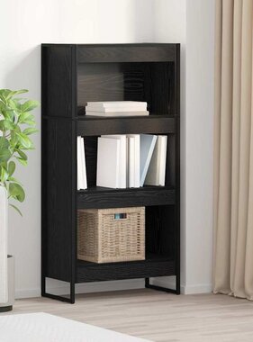 VidaXL Boekenkast Zwart Eiken 80 x 30 x 155 cm Bewerkt hout