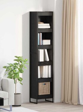 VidaXL Boekenkast Zwart Eiken 80 x 30 x 155 cm Bewerkt hout