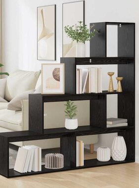 VidaXL Kamerscherm Boekenkast Zwart Eiken 137,5 x 29 x 103,5 cm