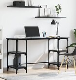 VidaXL Bureau met plank Zwart Eiken 140 x 50 x 75 cm Bewerkt hout