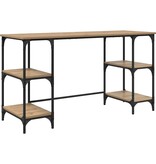 VidaXL Bureau met plank Artisan Eiken 140 x 50 x 75 cm Bewerkt hout