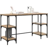 VidaXL Bureau met plank Artisan Eiken 140 x 50 x 75 cm Bewerkt hout