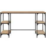 VidaXL Bureau met plank Artisan Eiken 140 x 50 x 75 cm Bewerkt hout