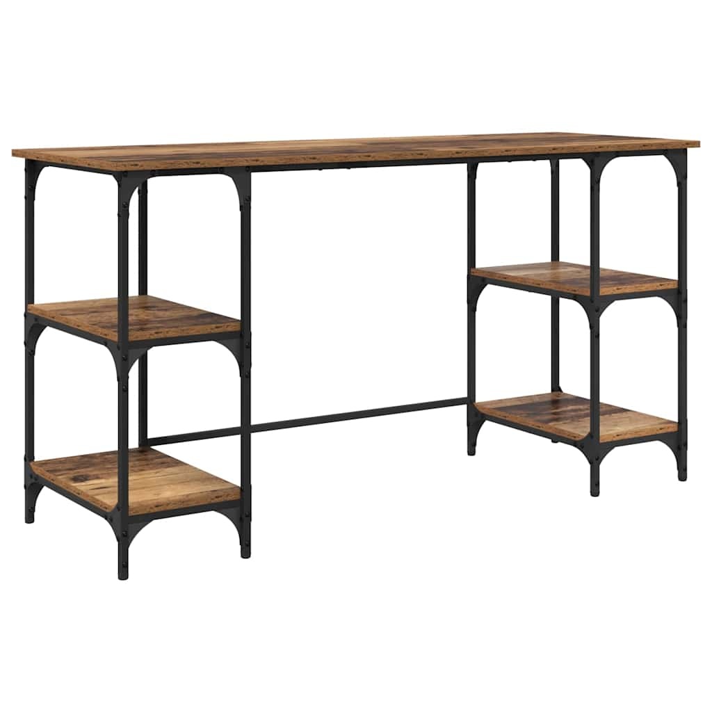 VidaXL Bureau met plank Oud Hout 140 x 50 x 75 cm Bewerkt hout