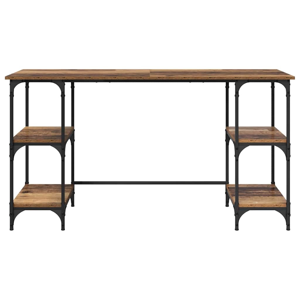 VidaXL Bureau met plank Oud Hout 140 x 50 x 75 cm Bewerkt hout