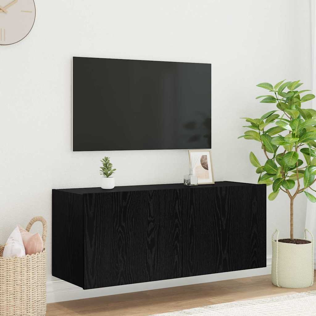 VidaXL TV Wandkast Zwart Eiken 100 x 35 x 41 cm Bewerkt hout