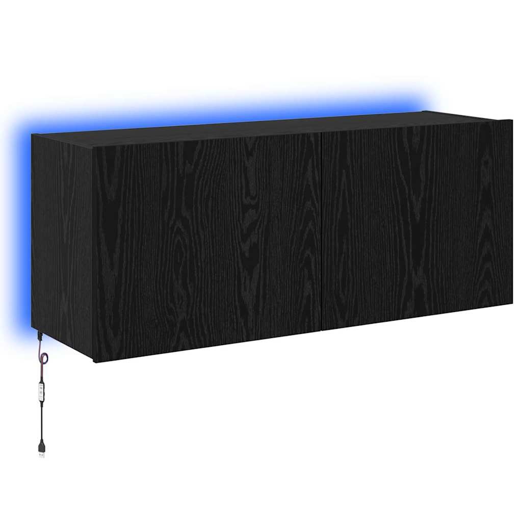 VidaXL TV Wandkast Zwart Eiken 100 x 35 x 41 cm Bewerkt hout