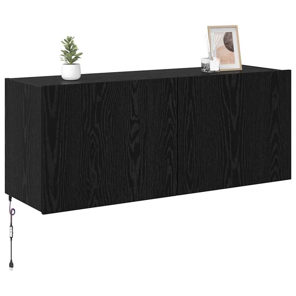 VidaXL TV Wandkast Zwart Eiken 100 x 35 x 41 cm Bewerkt hout