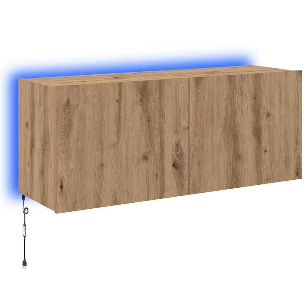 VidaXL TV Wandkast Artisan Eiken 100 x 35 x 41 cm Bewerkt hout