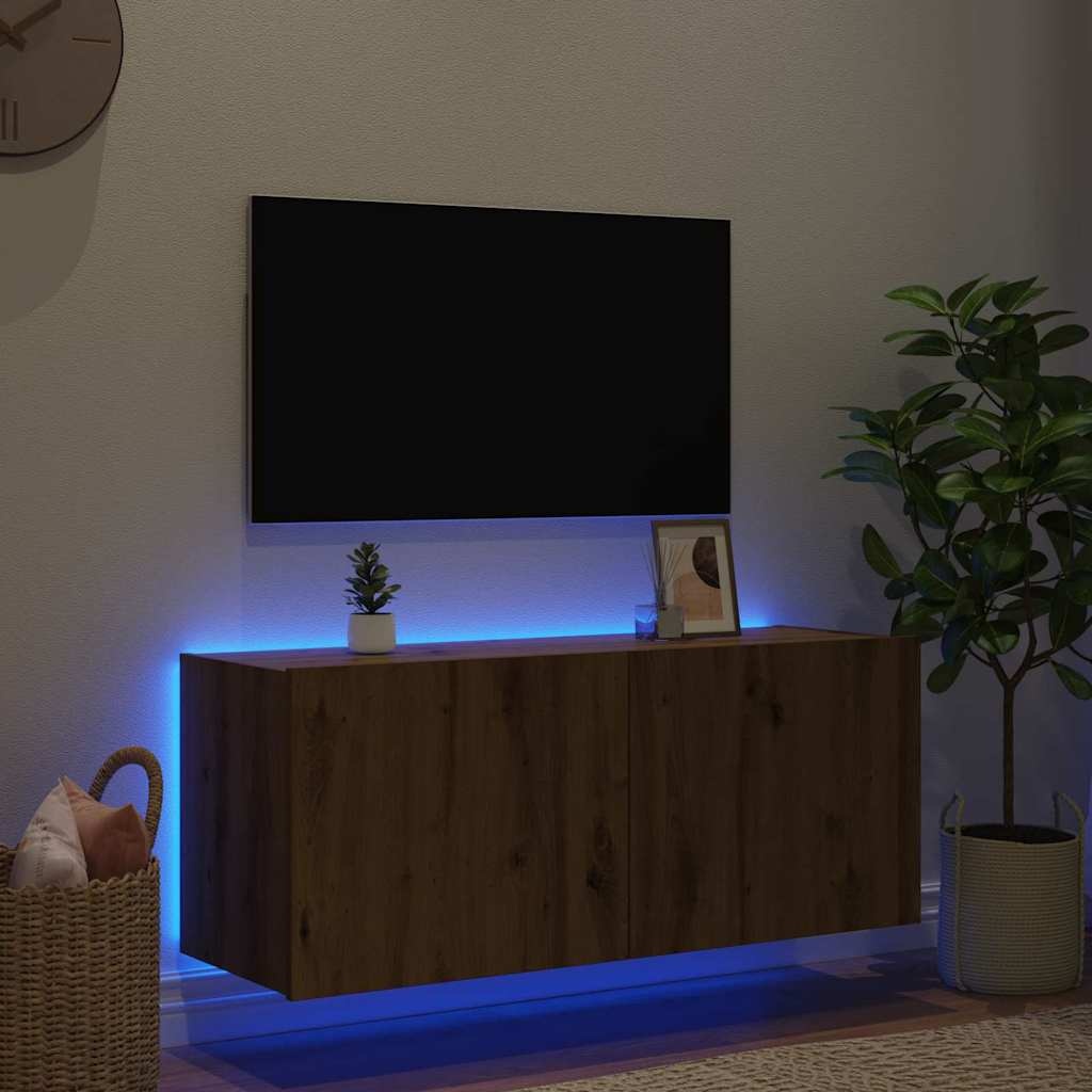 VidaXL TV Wandkast Artisan Eiken 100 x 35 x 41 cm Bewerkt hout