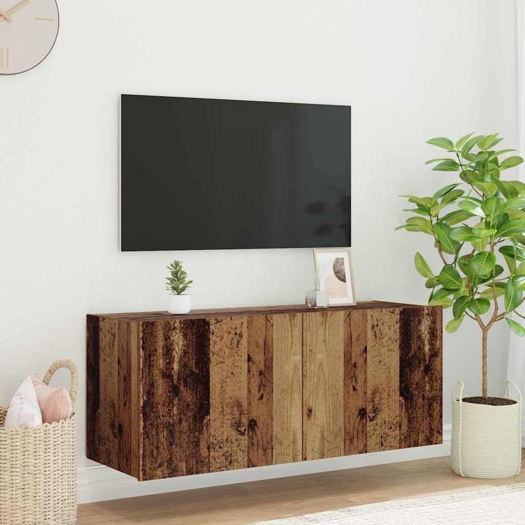 VidaXL TV Wandkast Oud Hout 100 x 35 x 41 cm Bewerkt hout