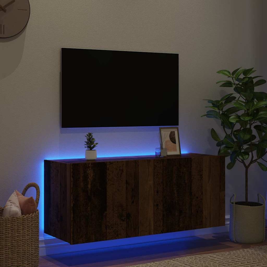 VidaXL TV Wandkast Oud Hout 100 x 35 x 41 cm Bewerkt hout
