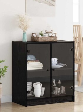 VidaXL Bijzetkast Zwart Eiken 68 x 37 x 75,5 cm Bewerkt hout