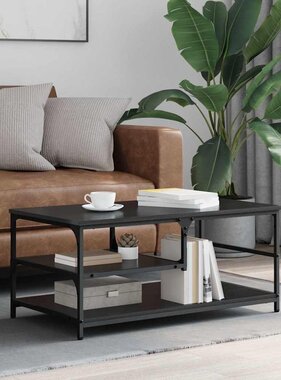 VidaXL Salontafel Zwart Eiken 90 x 49 x 40 cm Bewerkt hout