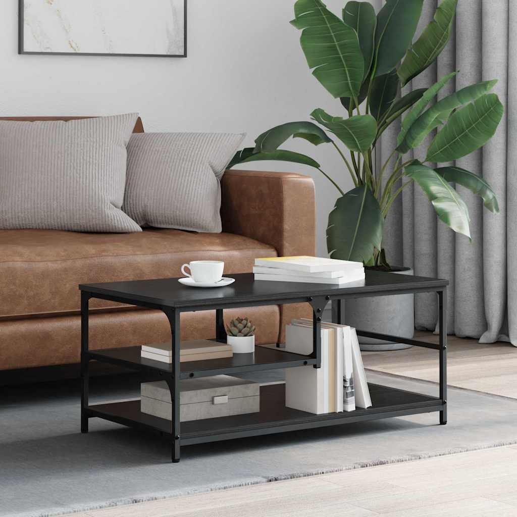 VidaXL Salontafel Zwart Eiken 90 x 49 x 40 cm Bewerkt hout