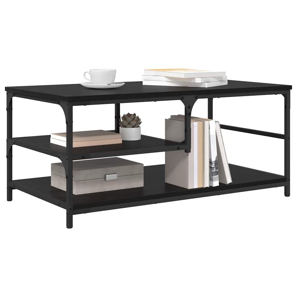 VidaXL Salontafel Zwart Eiken 90 x 49 x 40 cm Bewerkt hout