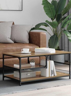 VidaXL Salontafel Artisan Eiken 90 x 49 x 40 cm Bewerkt hout