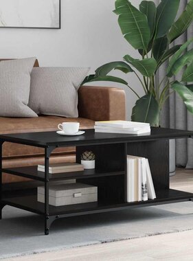 VidaXL Salontafel Zwart Eiken 100 x 50 x 45 cm Bewerkt hout