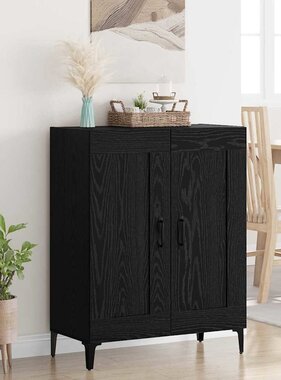 VidaXL Dressoir Zwart Eiken 69,5 x 34 x 90 cm Bewerkt hout