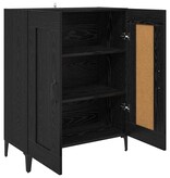 VidaXL Dressoir Zwart Eiken 69,5 x 34 x 90 cm Bewerkt hout