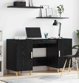 VidaXL Bureau met plank Zwart Eiken 140 x 50 x 75 cm Bewerkt hout