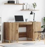 VidaXL Bureau met plank Artisan Eiken 140 x 50 x 75 cm Bewerkt hout