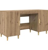 VidaXL Bureau met plank Artisan Eiken 140 x 50 x 75 cm Bewerkt hout