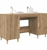 VidaXL Bureau met plank Artisan Eiken 140 x 50 x 75 cm Bewerkt hout
