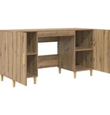 VidaXL Bureau met plank Artisan Eiken 140 x 50 x 75 cm Bewerkt hout