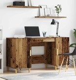 VidaXL Bureau met plank Oud Hout 140 x 50 x 75 cm Bewerkt hout